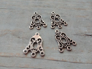 Chandelier Charms Silver Pendants Silver Earring Charms Chandelier Earrings Connector Pendants Silver Connector Charms 4 pieces