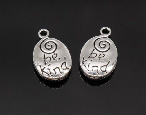 Be Kind Charms Antiqued Silver Word Charms Oval Word Pendants Inspirational Charms BULK Charms Wholesale Charms 300pcs