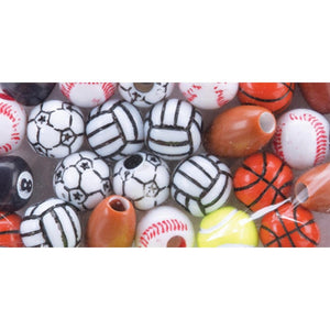 Sports Ball Beads Mix Acrylic Beads Soccer Ball Beads Baseball Beads Football Beads Tennis Ball Beads Mixed Beads Lot 1 ounce