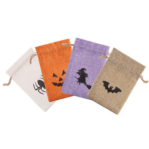 Halloween Treat Bags Burlap Bags Burlap Drawstring Bags Halloween Themed Party Favor Bags Assorted Lot BULK 50pcs