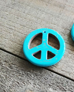 Peace Sign Pendant Faux Turquoise Peace Sign Charm Turquoise Charm Peace Charm Blue Turquoise 20mm