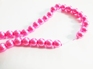 10mm Glass Pearls Pink Glass Pearls Glass Beads 10mm Beads Bulk Beads 32" 85 pieces