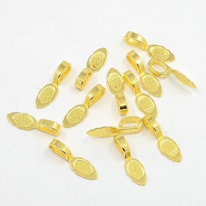 Gold Bails Glue on Bails Necklace Bails Jewelry Bails Shiny Gold Bails Gold Glue on Bails Pendant Bails Flat Back Bails