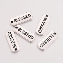 Load image into Gallery viewer, Blessed Charms Word Tag Charms Blessed Pendants Inspirational Charms Religious Charms Christian Charms BULK Charms 50pcs