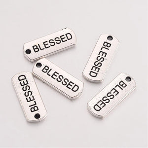 Blessed Charms Word Tag Charms Blessed Pendants Inspirational Charms Religious Charms Christian Charms BULK Charms 50pcs