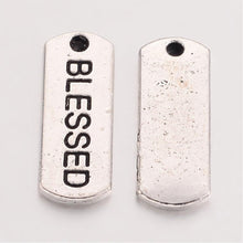 Load image into Gallery viewer, Blessed Charms Word Tag Charms Blessed Pendants Inspirational Charms Religious Charms Christian Charms BULK Charms 50pcs