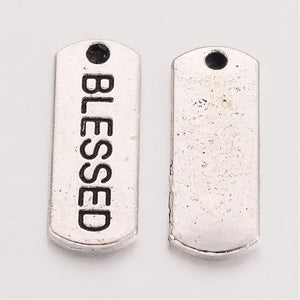 Blessed Charms Word Tag Charms Blessed Pendants Inspirational Charms Religious Charms Christian Charms BULK Charms 50pcs