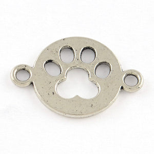 Paw Print Charms Paw Charms Paw Connectors Antiqued Silver Paw Pendants Dog Paw Print Link Charms Open Charms BULK Charms 24mm 50pcs