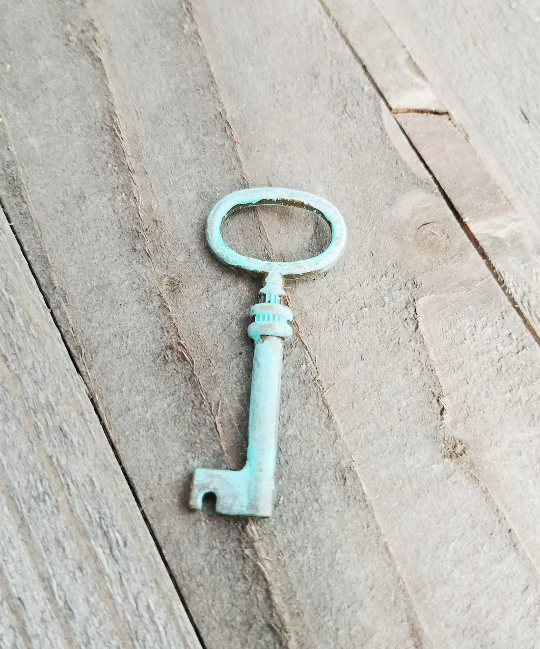 Patina Key Pendant Key Charm Antiqued Bronze Verdigris Patina Key Skeleton Key 41mm