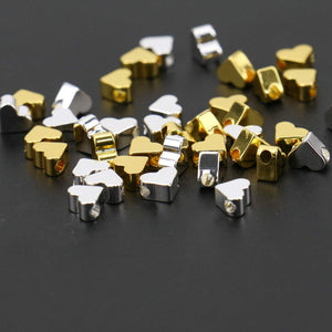Metal Heart Beads Stamping Blank Beads Initial Charms 18K Gold or Silver Plated Metal Spacer Beads BULK 40pcs 7mm