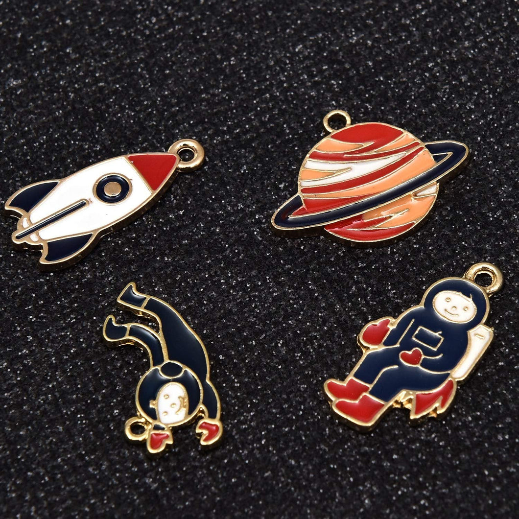 Space Charms Enamel Charms Set Space Themed Charms Astronaut Charms Rocket Ship Charms Saturn Charms Planet Charms 40 pieces