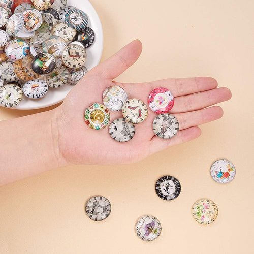 25mm Glass Cabochons Domed Cabochons Steampunk Cabochons Glass Flatbacks Clock Cabochons Steampunk Flatbacks Wholesale Bulk 70pcs