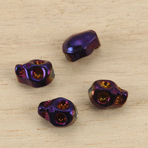Skull Beads Purple Skull Beads Purple Beads Wholesale Beads 10mm Beads 10mm Skull Beads Gothic Beads Glass Skull Beads Bulk Beads 10pcs