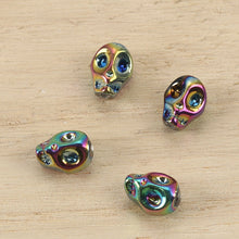 Load image into Gallery viewer, Skull Beads Rainbow Skull Beads Rainbow Beads Wholesale Beads 10mm Beads 10mm Skull Beads Gothic Beads Glass Skull Beads Bulk Beads 10pcs