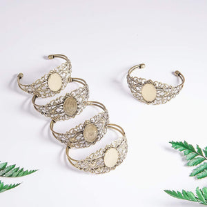 Bangle Bracelets Bracelet Blanks Antiqued Bronze Bracelets Brass Bracelets Cabochon Setting Blanks Filigree Bracelet Oval Setting 10pcs