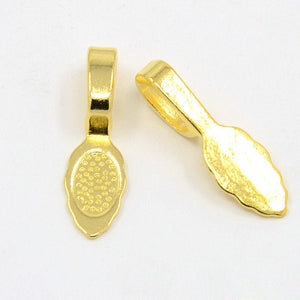 Gold Bails Glue on Bails Necklace Bails Jewelry Bails Shiny Gold Bails Gold Glue on Bails Pendant Bails Flat Back Bails