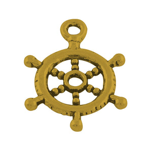 Ship Wheel Charms Pendants Helm Charms Antiqued Gold Charms Nautical Ocean Charms Captain of My Soul 10 pieces
