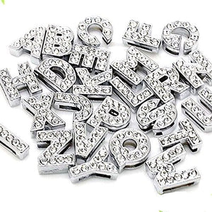 Alphabet Slide Charms Rhinestone Letter Charms Antiqued Silver Letter Charms Initial Charms BULK Charms Wholesale Charms 130pcs