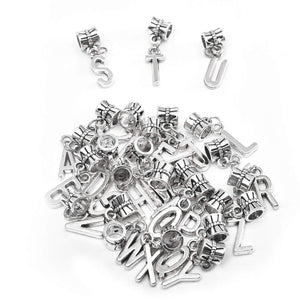Alphabet Charms Letter Charms Silver Stainless Steel Letter Charms Initial Charms BULK Charms Wholesale Charms Letter Beads 52pcs