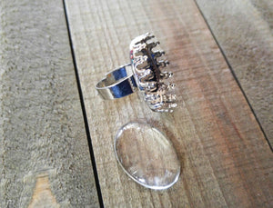 Ring Blank Ring Adjustable Ring Filigree Ring Cabochon Setting Ring Kit Ring Setting Silver Ring Blank Oval Ring Blank