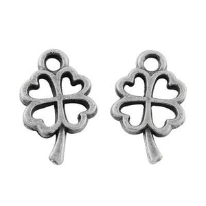Shamrock Charms Antiqued Silver Clover Charms Clover Pendants Miniature Charms Silver Charms BULK Charms Wholesale Charms 10mm 50pcs