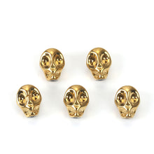 Load image into Gallery viewer, Skull Beads Gold Skull Beads Gold Beads Wholesale Beads 10mm Beads 10mm Skull Beads Gothic Beads Glass Skull Beads Bulk Beads 10pcs