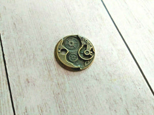 Small Gear Pendant Gear Charm Clock Movement Antiqued Bronze Steampunk Pendant Steampunk Supplies 25mm