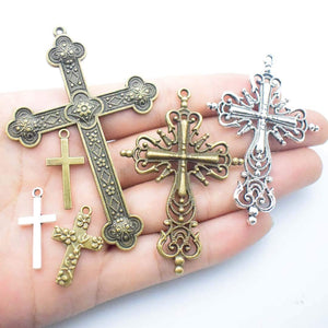 Large Cross Pendants Cross Charms Antiqued Silver Cross Charms Bronze Cross Christian Cross Catholic Pendants Religious 20pcs