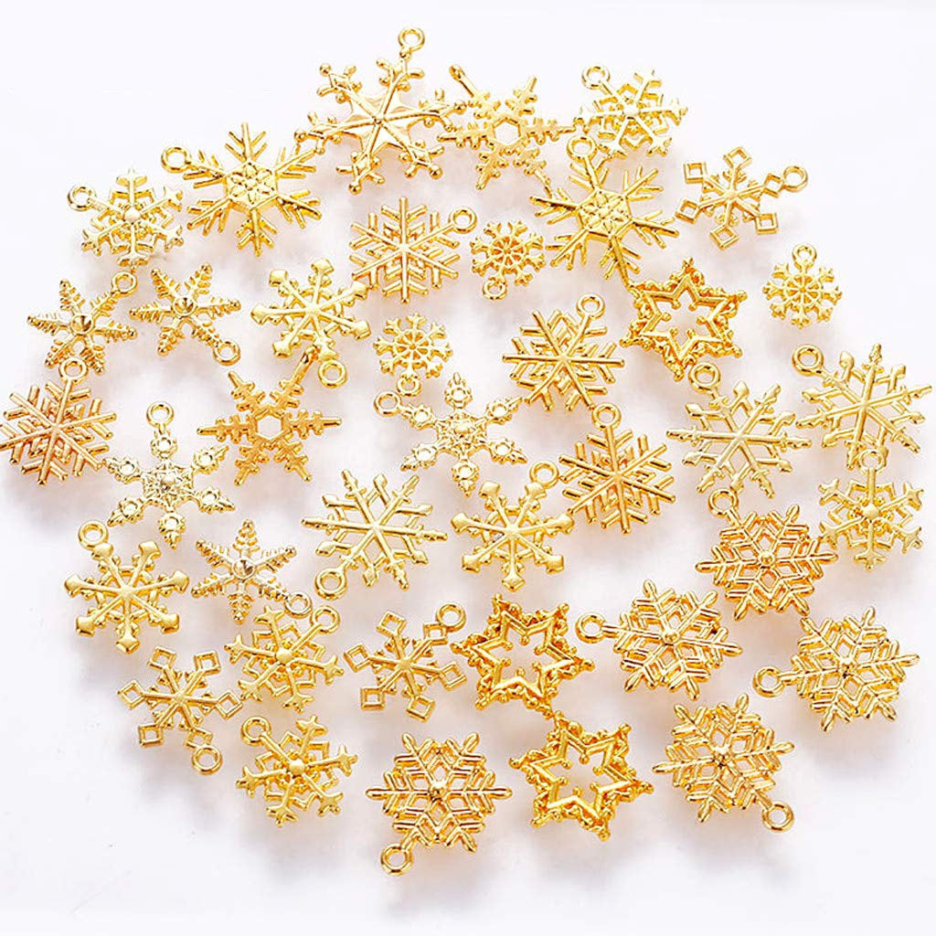 Gold Snowflake Charms Shiny Gold Winter Charms Snowflake Pendants Assorted Lot 10pcs