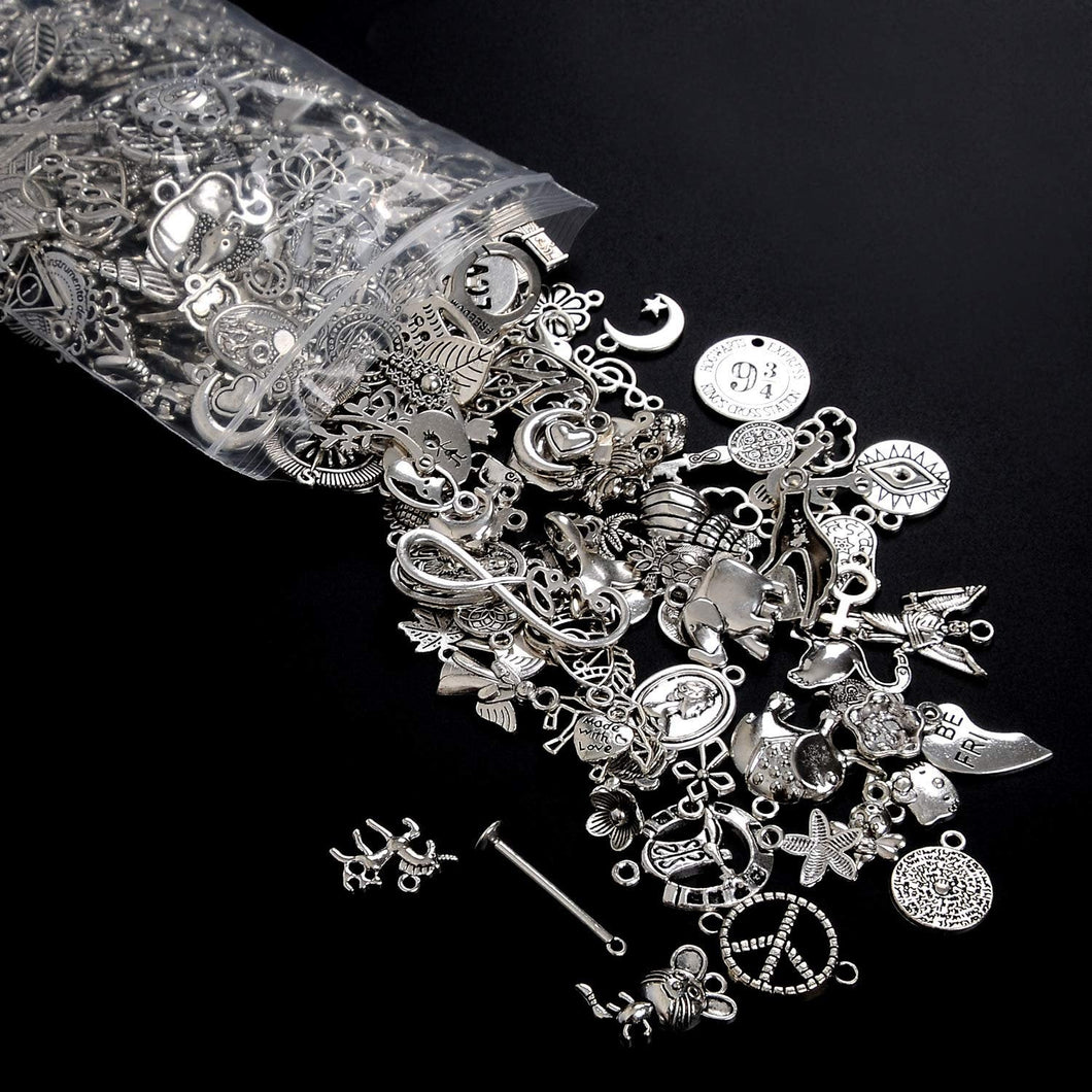 Assorted Charms Mixed Charms Antiqued Silver Pendants Inspirational Charms Grab Bag BULK Charms 50pcs