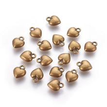 Load image into Gallery viewer, Heart Charms Antiqued Bronze Puff Heart Charms BULK Charms Wholesale Charms Heart Pendants Bronze Heart Charms 50 pieces 12mm