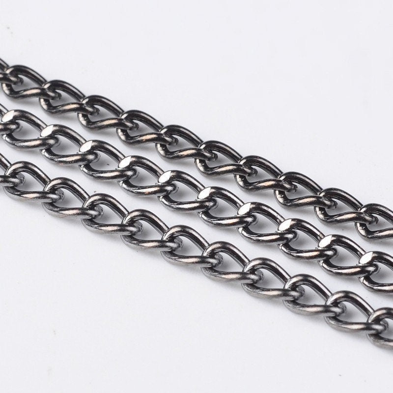 Bulk Chain Gunmetal Chain Chains For Necklaces Wholesale Chain Curb Chain 20 feet Black Chain Black Curb Chain