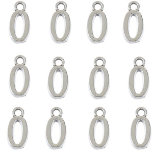 Number 0 Charms Antiqued Silver Number Charms BULK Zero Charms Wholesale Charms Number Zero Charms 100pcs