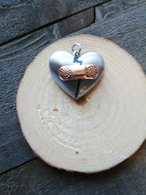 Load image into Gallery viewer, Broken Heart Charm Heart Pendant Bandaged Heart Antiqued Silver Heart Copper 2 Tone Pendant Love Hurts Charm PREORDER