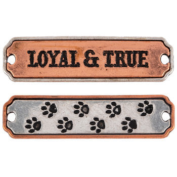 Quote Connector Pendants Word Pendant Links Loyal & True Pendant Dog Pendants Antiqued Silver Copper Large Band Pendant Connectors 2pcs