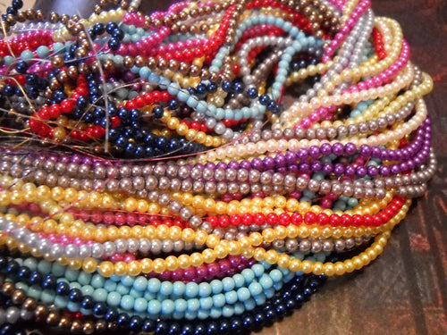Glass Pearls Beads 4mm Beads Bulk Beads Wholesale Beads Assorted Beads 4mm Glass Beads 10 Strands 2160 pieces
