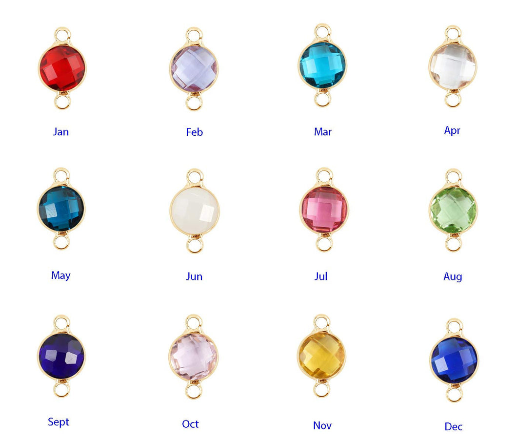Birthstone Charms Connectors 14k Gold Plated Charms Assorted Charms 8mm Birthstone Pendants Austrian Crystal Charms 12pcs