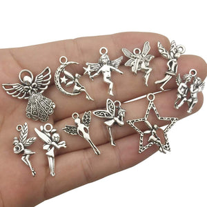 Fairy Charms Angel Charms Antiqued Silver Fairy Pendants Fairy Tale Charms Assorted Charms Set Themed Charms BULK 10pcs
