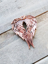 Load image into Gallery viewer, Large Angel Wings Pendant Heart Wings Antiqued Copper Rose Gold Wings Ornate Angel Wings Copper Wing Pendants 1.75" PREORDER