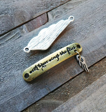 Load image into Gallery viewer, Quote Connectors Word Pendants Quote Pendants Wing Connector With Brave Wings Quote Links Word Links Bracelet Links Inspirational Quote