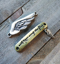 Load image into Gallery viewer, Quote Connectors Word Pendants Quote Pendants Wing Connector With Brave Wings Quote Links Word Links Bracelet Links Inspirational Quote