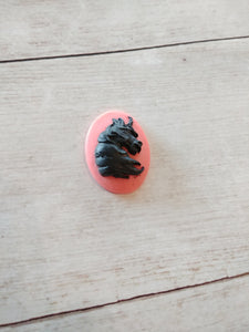 Unicorn Cameo Cabochon Resin Oval 25x18 Fairy Tale Finding Pink Black