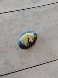 Unicorn Cameo Cabochon Resin Oval 25x18 Fairy Tale Finding Navy Blue Ivory