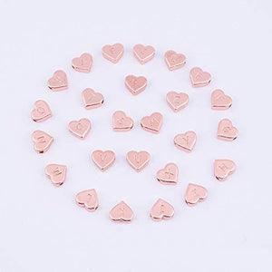 Heart Letter Beads Alphabet Beads Rose Gold Bulk Beads Wholesale Beads 26 pieces 10mm Full Alphabet Set Initial Beads