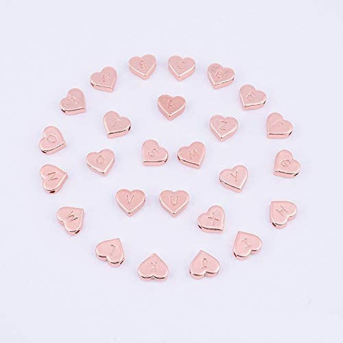 Heart Letter Beads Alphabet Beads Rose Gold Bulk Beads Wholesale Beads 26 pieces 10mm Full Alphabet Set Initial Beads