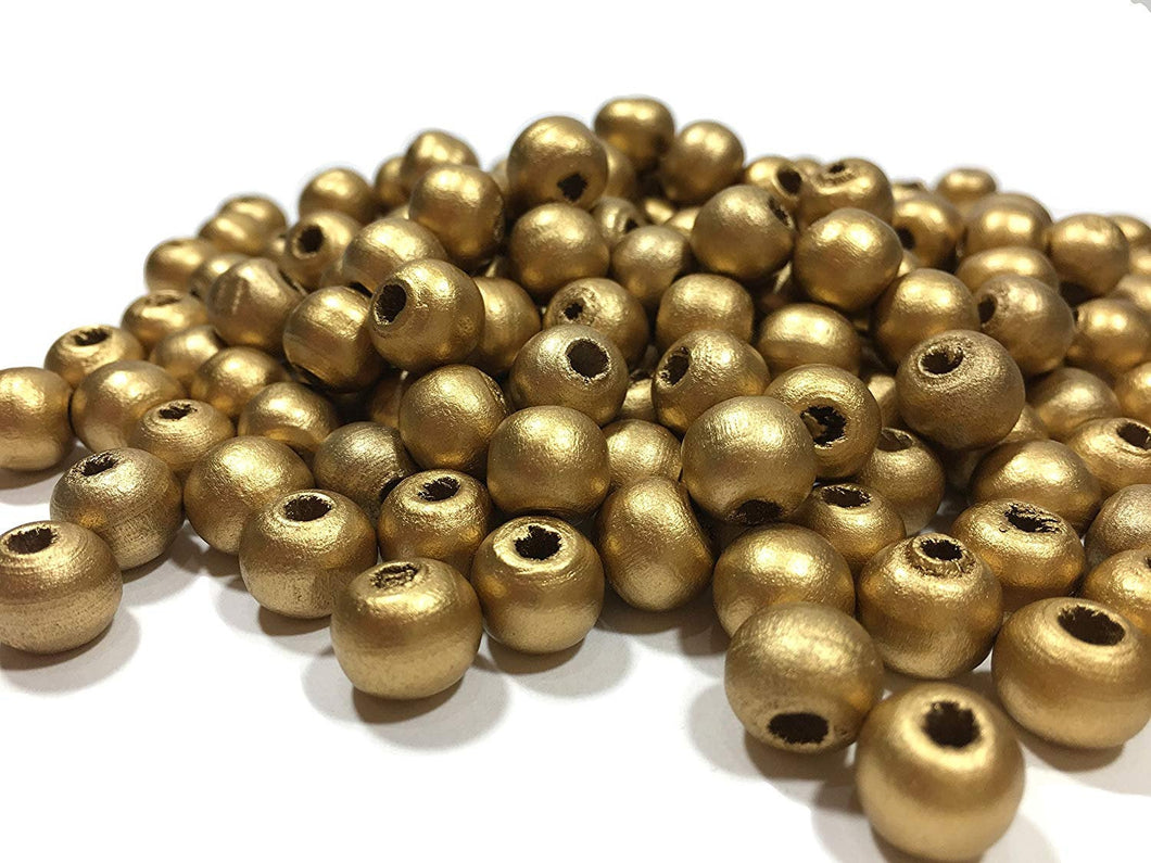 Gold Wood Beads 10mm Beads BULK Beads Wholesale Beads Gold Beads Wooden Beads Jewelry Supplies 500pcs