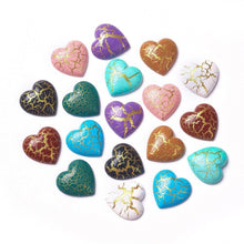 Load image into Gallery viewer, Resin Heart Cabochons Crackle Heart Flat Backs 12mm Cabochons Resin Cabochons Assorted Lot 5pcs