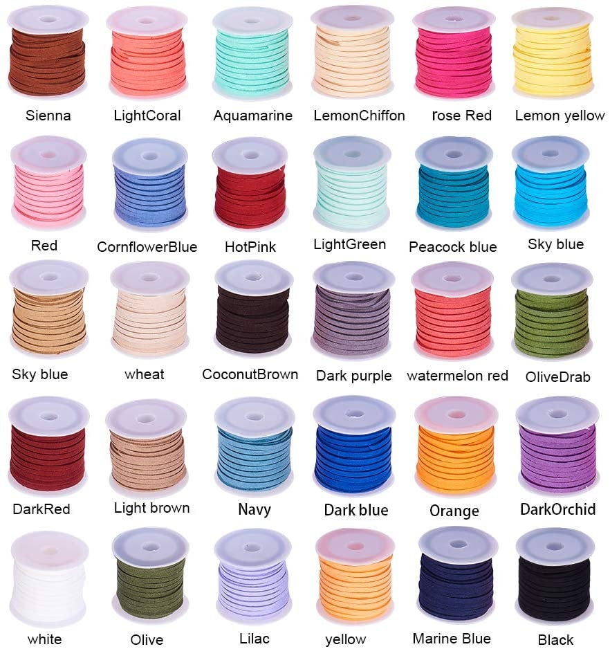 Faux Suede Cord Necklace Cord Bracelet Cord BULK Cords Wholesale Cords Findings Stringing Materials Jewelry Supplies 30 colors 165 yards