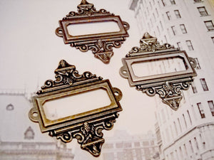 Focal Pendants Frame Pendants Assorted Pendants Connector Pendants Steampunk Pendants Victorian Frame Pendant Scrapbook Hardware 6 pcs *