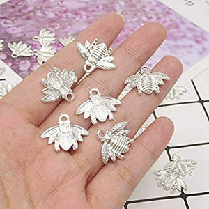 Silver Bee Charms Shiny Silver Honeybee Charms Bee Pendants Gold Charms Garden Charms Queen Bee BULK Charms Wholesale Charms 50pcs